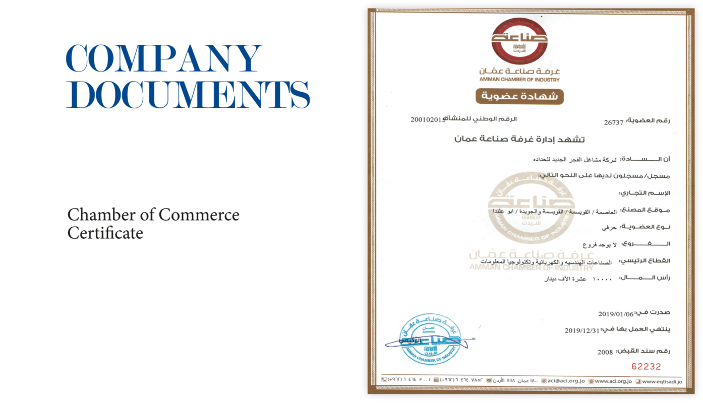 Chamber of Commerce Certificate