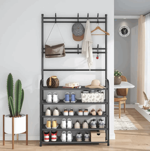 BLACK METAL GARMENT STAND