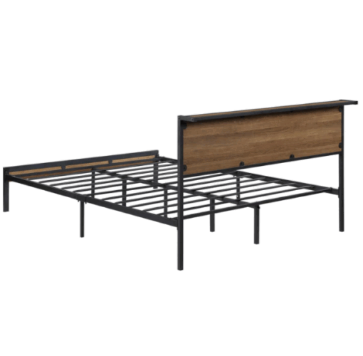 BASIC METAL BLACK AND LIGHT OAK BED - 1.5 METER WIDE - Image 4