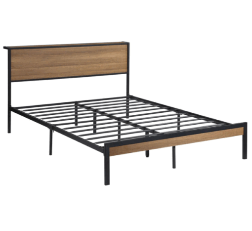 BASIC METAL BLACK AND LIGHT OAK BED - 1.5 METER WIDE - Image 3