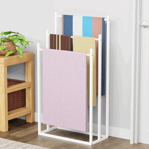 WHITE METAL TOWEL RACK