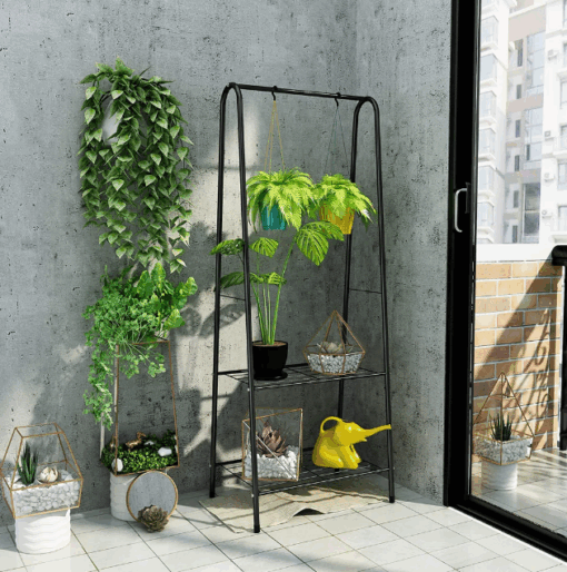 MODERN METAL GARMENT RACK WITH TWO BOTTOM SHELVES - Image 2